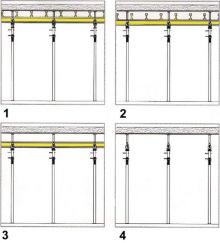 1. Położenie początkowe: strop zaszalowany; 2. Strop rozszalowany; 3. Strop z usuniętą konstrukcją pomocniczą; 4. Strop z usunięta konstrukcją główną